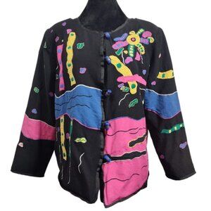 Vintage Indigo Moon Women's Sweater Size Medium Shoulder Pads Bright Colors